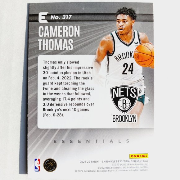 Brooklyn Nets (Cameron Thomas) - BKBL [3_CT1] - Rookie Card (RC) - Picture 3 of 3